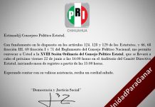 Convocatoria XVIII Sesión Ordinaria del Consejo Político Estatal