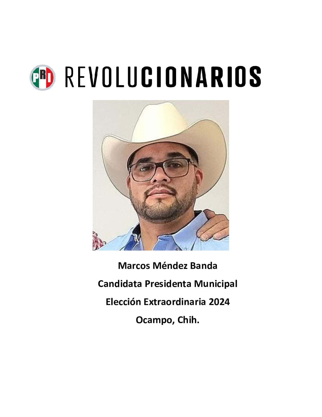 Fotografia de Marcos Mendez Banda, candidata a Presidente Municipal de Ocampo, eleccion extraordinaria 2024